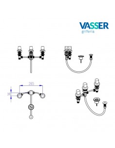 VASSER 22/1030 CR GALENA JUEGO GRIFERIA  BIDET