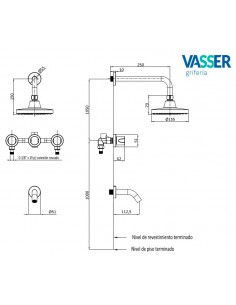 VASSER 22/1040 CR GALENA JUEGO GRIFERIA BAÑERA Y DUCHA