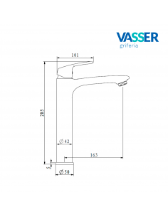 Vasser 11a/1102 ng kassia juego Grifería monocomanco lavatorio alto 