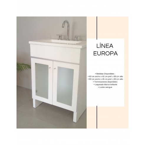 M.m vanitory puerta vidrio 0.80  wengue c/mesada europa