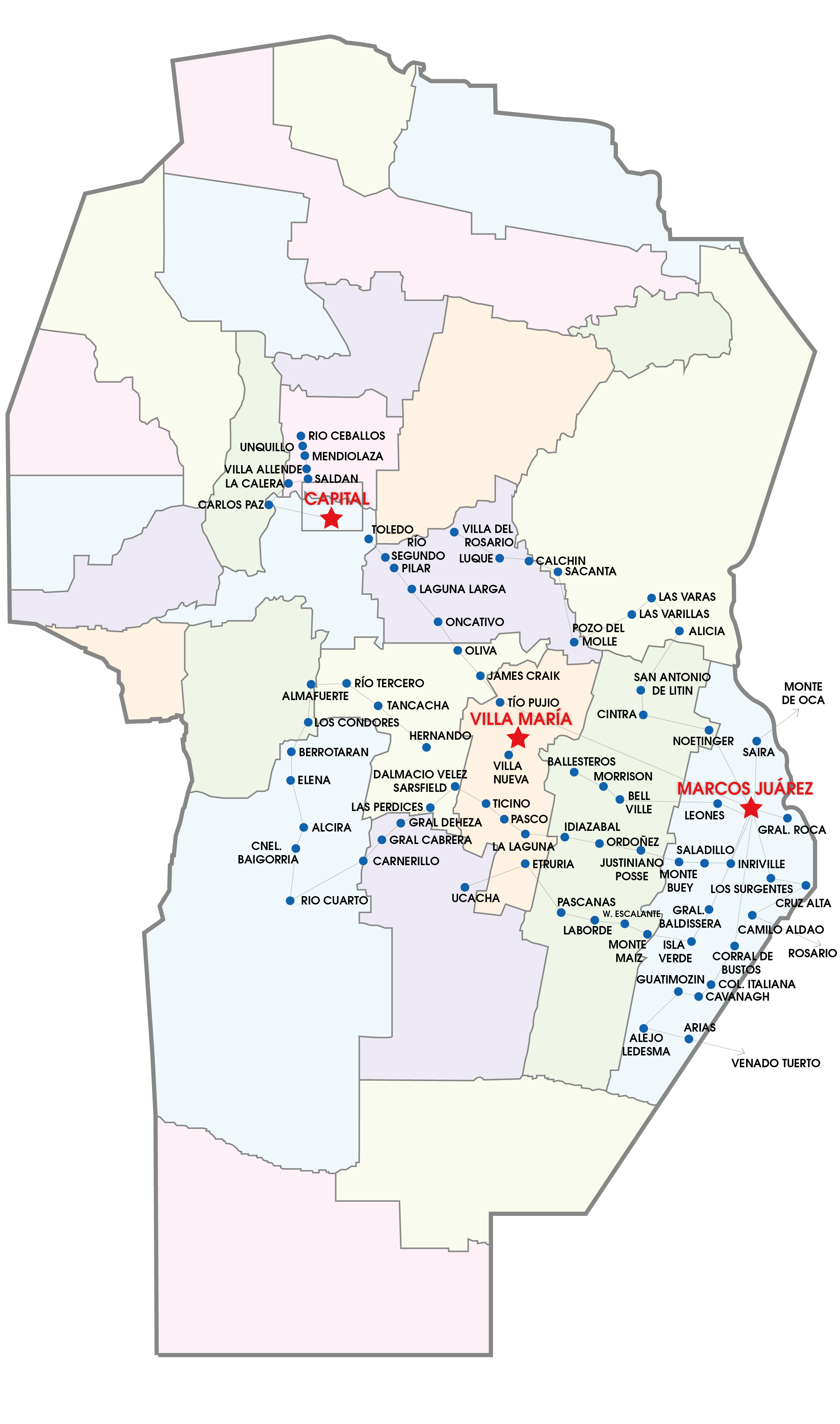 Localidades con envío propio — Provincia de Córdoba